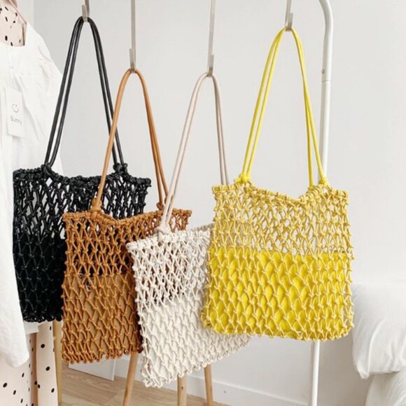 Boho Shoulder Bag /Yellow Rope/ Beachy / Island Handbag- NWT - Picture 3 of 10